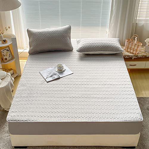 TRGCJGH Kühlmatte, Latex-Matratzenauflage Zur Sommerkühlung, Faltbare Bettmatte, Kühle Schlafmatratze, Faltbare Klimaanlagenmatte,Lightgrey-200 * 220cm/79 * 87in