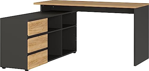 GERMANIA DIE MÖBELMACHER Winkelschreibtisch mit integriertem Sideboard, 146 x 76 x 145 cm (BxHxT)