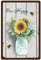 CREATCABIN Bee Happy Metallblechschild Sonnenblume Blechschild Blumenvase Metall Wanddekoration Eisenmalerei Retro Plakette Poster Für Zuhause Schlafzimmer Wohnzimmer Garten Hof Indoor 12 x 8(5) cm