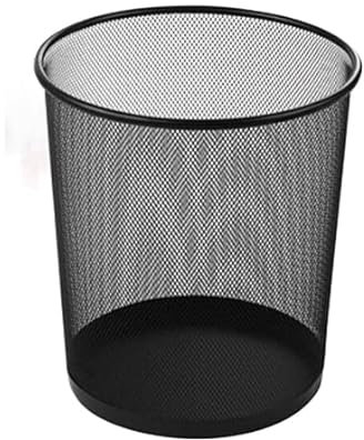 Best House Metal Mesh Waste Paper Bin Wastebasket Trash Can Round Garbage Bin Ideal for Kitchen Home Office Living Room Desk Bedroom (H X W) (24 cm X 26.5 cm) (Black, Pack of 1)