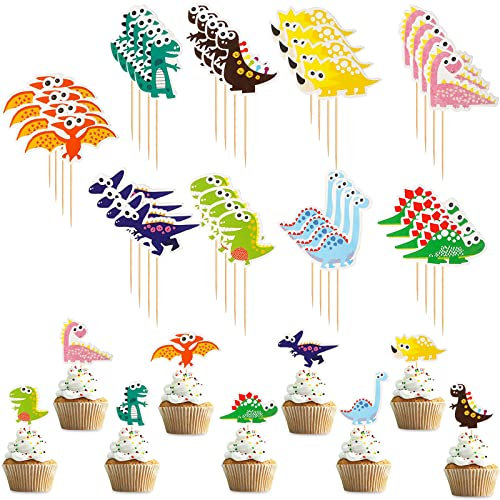 GUGUGO 36 Stück Dino Tortendeko, Tortendeko Dinosaurier, Dinosaurier Tortendeko, Dino Kuchen, Dino Kuchendeko, Dino Deko Kindergeburtstag, Dino Muffin Deko, Kuchendeko Dino, Dinosaurier Kuchen Topper