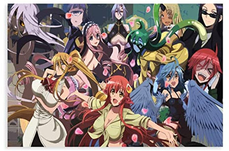 UPBEER Monster Musume Anime HD9 Leinwand-Poster, Wandkunst, Dekor, Druck, Bild, Gemälde für Wohnzimmer, Schlafzimmer, Dekoration, Rahmen: 40 x 60 cm