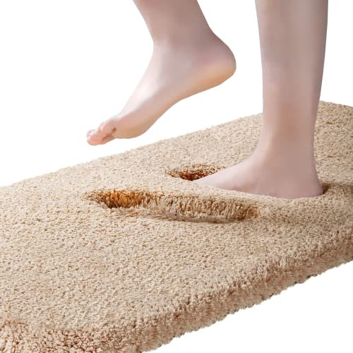 ROLIZOE Tapis de Bain Extra Long Tapis Salle de Bain Extra Epais Tapis Sortie de Douche Antidérapant Absorbant Tapis de Sol Salle de Bain Super Doux en Microfibre Lavable en Machine 50 x 122cm, Beige