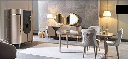 JV Möbel Design Esszimmer Set 8tlg Esstisch Stuhl Kommode Vitrine Spiegel ESS Tische Holz