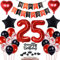25 Geburtstag Deko Schwarzes Rot, Tortendeko 25. Geburtstag Dekoration Frau, Luftballon 25 Rot Schwarz Mann, Geburtstagsdeko 25 Jahr Frau, Tortendeko 25 Jahre
