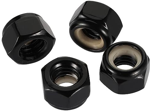 1/4-20 Nylon Insert Hex Lock Nut Stainless Locknuts, 304 Stainless Steel 18-8 Black Oxide, Pack of 50