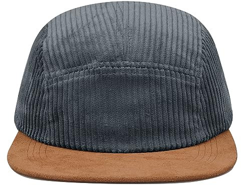 Clakllie Flat Brim 5 Panel Cap Outdoor Laufmütze Flat Bill Cap Verstellbar Trucker Cap Outdoor Schildkappen UV Schutz Sommer Cap Low Profile Snapback Caps,Gray