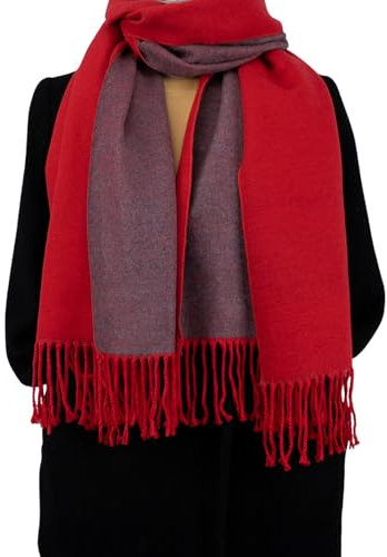 Poshlr Damen Winterschal, zweifarbiger Winterschal, warme Schals, 2 m langer Damenschal, Rot/Ausflug, einfarbig (Getaway Solids), 2 Meters