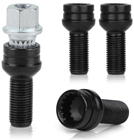 EFUTURETIME 4 x Bulloni Antifurto per Ruote M14 x 1,5 Bullone Antifurto, Antifurto per Auto con un Dado di Bloccaggio Ruota a 16 Denti
