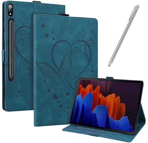 JayModCase Coque pour Samsung Galaxy Tab S7 FE 12,4 Pouces 2021 (SM-T730/T733/T736)/Galaxy Tab S7 Plus 2020 Housse Tablette avec Multi-Angle Housse Support Fonction Veille/Réveille Automatique(Bleu)
