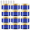 PQPAUTY 12 Pièces Vides Petit 150 ml Bleu Cosmétique Pot en Plastique avec Couvercle Or 150 g Pots de Cosmétique Crème de Bouteille Contenant avec 6x Spatules