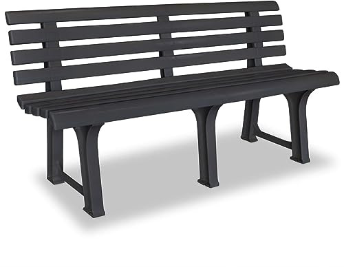 Tidyard Gartenbank Holzbank Sitzbank Gartenbankpark für 2-3 Sitzer,Balkonbank Parkbank Flurbank Terrassenbank für Terrasse,Balkon,Garten 145,5 cm Kunststoff Anthrazit