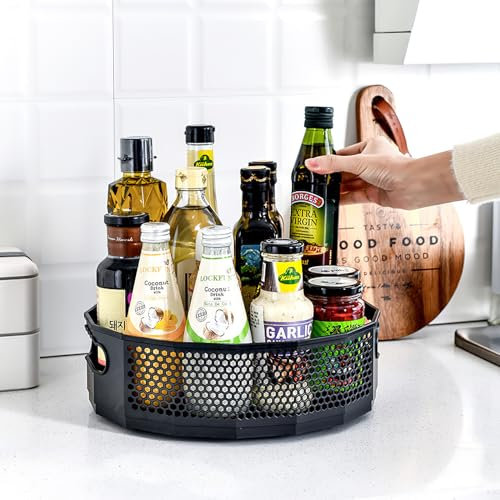 HAYSLAND Lazy Susan Turntable Cupboard Organizer, Rotatable Spice Rack, Multi-Functional Holder Tray for Kitchen Storage and Organization