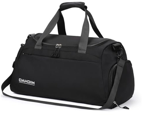 Damcyer Bolsa De Deporte, Bolsa Deporte Bolsa Deporte Mujer para Mujer Bolsa De Deporte Grande con Compartimento Zapatos y Compartimento Mojado, Bolsa De Viaje Mochila Gimnasio, Negro Retro