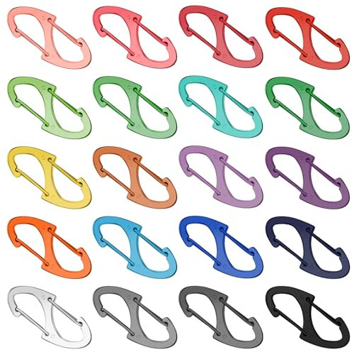 20 PCS Small Carabiner Clips 4.1cm D Clips Keyring Carbineers Keychain Spring Snap Hooks Mini Carabiner Clip Set for Keys, Dog Leash, Outdoor Camping Fishing Hiking Accessories(20 Colors)