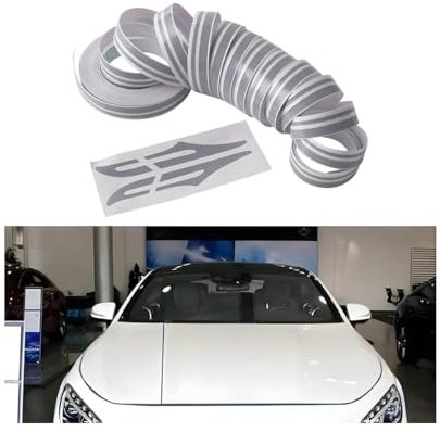 JNNJ Auto Haube Streifen Aufkleber, Körper Seite Rock Dach Motorhaube Stoßstange Streifen Aufkleber, DIY Seitenschweller Selbstklebend Aufkleber Streifen Dekoration Für Autos Geländewagen(Silber)