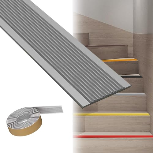 SKINCATE 1M 2M 3M 5M Treppenkantenschutz, rutschfeste Gummistreifen Für Treppen, Selbstklebende Stufenmatten Treppenkantenprofil, AntiRutsch Streifen Für Treppen/Boden/Stufen(Grey,W:5cmxL:4m)
