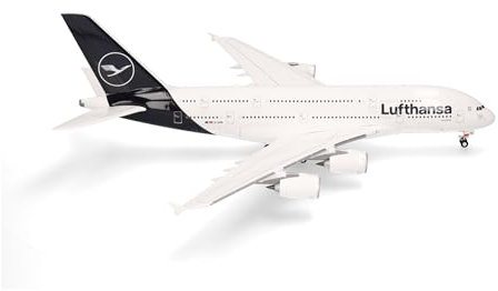 herpa modèle réduit Avion Lufthansa Airbus A380 – DAIMK avec Socle, Miniature à l'échelle 1:200, pièce de Collection, modèle avec Socle, Plastique