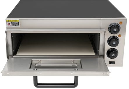Forno elettrico per pizza da 2000 W, controllo della temperatura e del tempo, forno professionale in pietra con cassa in acciaio inox, 57 x 53 x 27,5 cm
