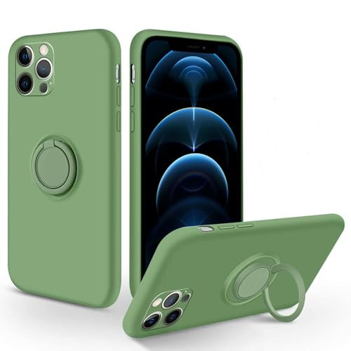 Foonary Phone case Compatible with iPhone 12 Pro 6.1 inch, 360°Magnetic Ring Holder Kickstand Soft Silicone Shockproof Anti-Scratch Protective Resistant Fashion Green Bumper Cover for iPhone 12 Pro