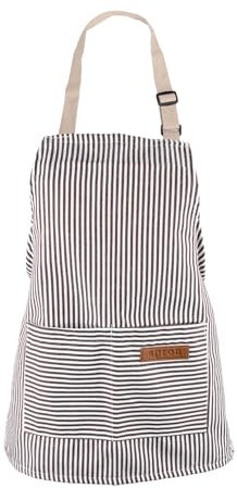 NQEUEPN Delantales de Cocina para Niños y Niñas, Delantal de Pintura Ajustable con 2 Bolsillos, de Poliéster y Algodón, Rayas Gris