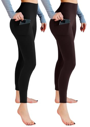 Leafigure 2er Pack High Waist Leggings Damen mit Taschen | Blickdichter Stoff, Elastischer 4-Wege-Stretch, Ideal für Gym, Yoga, Laufen und Alltag