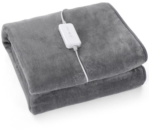 BTGGG Electric Blanket Electric Heated Underblanket Bed Warmer 150x80cm Electric Blanket Single with 6 Heating Modes & 2/4/6/8/12H Timer,Overheat Protection,Machine Washable,Grey