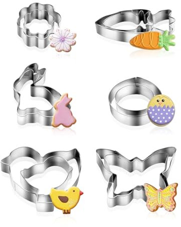 DealKits Ausstechformen Ostern, 12 Stück Ausstecher Ostern, Osterplätzchen Ausstecher Keksausstecher Ostern, Hase Ei Blume Schmetterling Küken Karotte Osterkekse Plätzchenausstecher für Backen Kinder