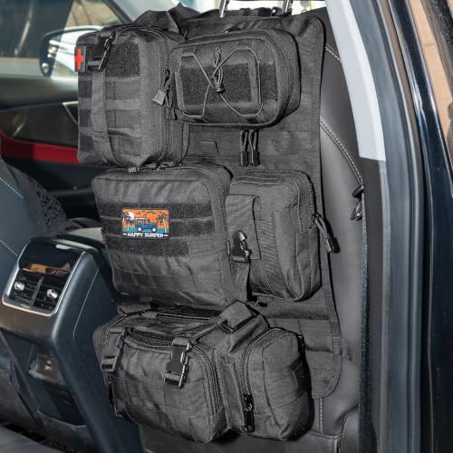 rigpati Taktische Autositz Organizer Auto Molle System - Tactical Car Seat Organiser Backseat, Sitz Molle Tasche Auto Organizer (Schwarz)