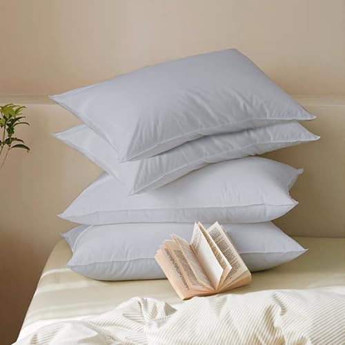 MistyMorning Pillow Cases 4 Pack Soft & Premium Quality Bedding & Linen, Egyptian Cotton 200 Thread Count, Breathable & Envelope Closure in Standard Size (50x75+15 cm) (Silver Grey, Pack of 4)
