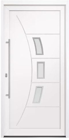 HORI® Haustür Kunststoff Komplettset Wing, 5-fach Pilzkopf-Verriegelung, Edelstahl-Stoßgriffset, Energieeffiziente Bodenschwelle, Robuste PVC-Konstruktion I Farbe: Weiß I DIN links I Modell: Wing I