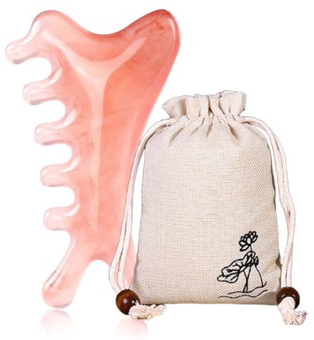 COYUN 1 Pcs Peine de Masaje con Dientes Anchos, Masajeador Facial, Cuero Cabelludo Gua Sha Herramienta de Masaje, Masaje de Cabeza, Peine de Dientes Redondo, Per Relajación Cabeza(Con bolsa de regalo)