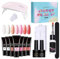 Pcingsia Poly Nail Gel Kit for Beginners - Extension Gel Set with UV Light Poly Nail Kit - Nude 7 Colors Toenail Art Builder Thickening Solutionfor Women & Beginners