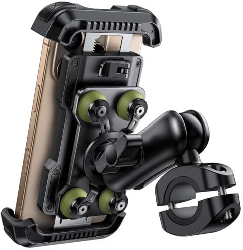 Lamicall Motorbike Phone Holder, Motorcycle Phone Mount - [2025 Anti-theft Design] [Dual Anti-Shock] Bike Phone Holder with Adjustable Arm for iPhone 16 15 14 13 12 Series, 4.7-6.7 Phone - Green
