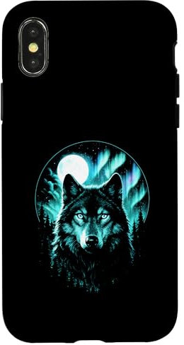Wolf Aurora Nacht Natur Abenteuer Wild Hülle für iPhone X/XS