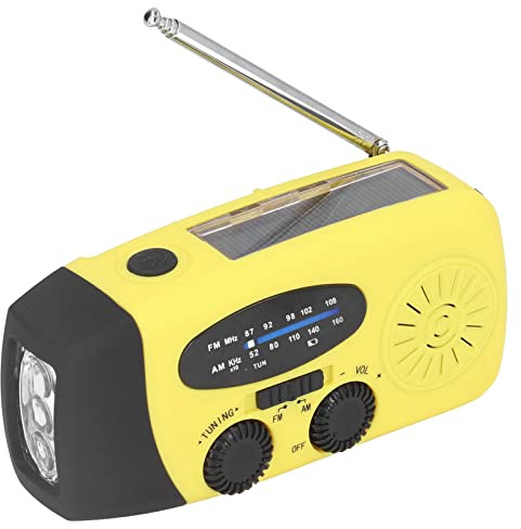 Yanmis Solarhand -Kurbel Radio, Notfallradio FM/AM/WB (NOAA), mit Taschenlampen -LED -Licht, 360 ° Rotatable 5 Abschnitt Lange Antenne, Lautsprecher, 1200mah (Europäisches Modell)
