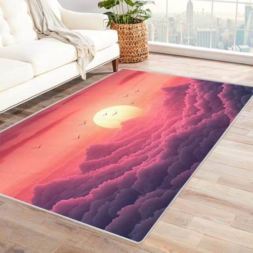 BOHUO Tappeto 3D per interni, motivo: nuvola astratta, tappeto per ingresso, bagno, scale, sala giochi, soggiorno o area tappeto (rosa) 210 x 300 cm