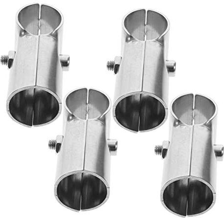 Sewroro 4 Stück Edelstahl Rohrverbindungen Zaunpaneelklemmen Weiß Maschendrahtzaun Rohrklemmen Montagerohrbandklemme Außenmaschendrahtzaun Teilzaunzubehör Clips Silber