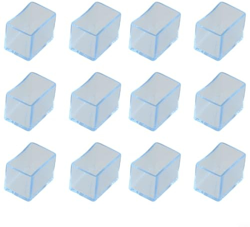 CashMuch Lot de 12 housses de protection rectangulaires en PVC pour pieds de chaise, sans rayures et sans bruit (20 x 30 mm)