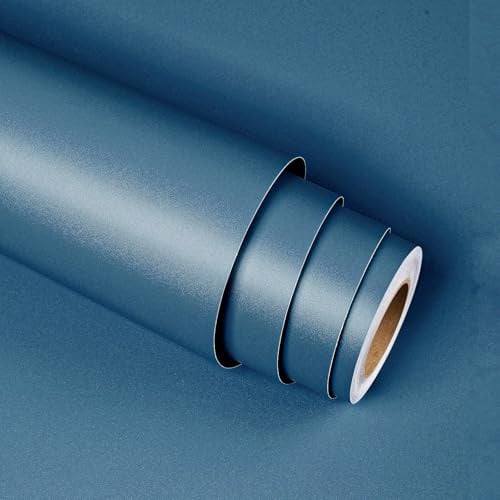 Stickyart Klebefolie Möbel Blau Matt 40cmX400cm Möbelfolie Küche Matt Abwaschbar Küchenfolie Folie für Küchenarbeitsplatte Selbstklebende Folie Dicke Wandtapete Selbstklebende Tapete Klebefolie Blau