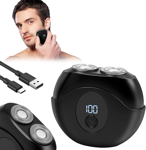 LOPHE Mini Elektrischer Rasierer Herren, Kabellos Rotationsrasierer mit LED-Anzeige 10000RPM, Multifunctional Mini Shaver Tragbarer Elektrischer Rasierer Geschenke für Männer