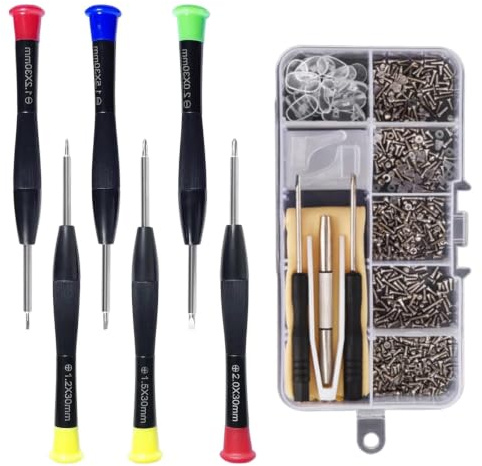 Wjelet Glasses Repair Kit with Screws and Screwdriver, 500Pcs Glasses Screws and 6 Screwdrivers