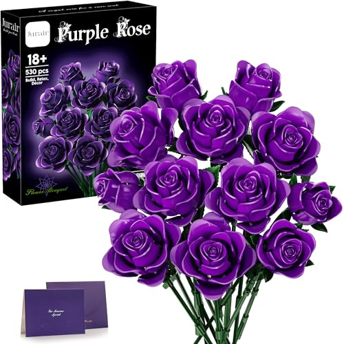 Jurair Kit de Construction de Bouquet de Roses pour la Saint-Valentin pour Adultes, Cadeau pour Femme, Petite Amie, Collection Botanique Florale à Construire pour la Maison ou Le Bureau 530 Pcs