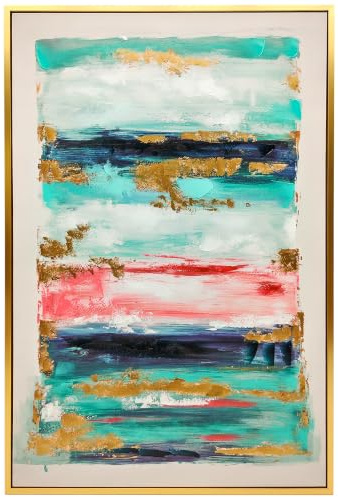 HOMCOM Cuadro en Lienzo Abstracto a Mano 120x80 cm Moderno Multicolor | Cuadro para Decoración de Salón, Marco de Madera Maciza, Decoración de Pared para Dormitorio, Salón, Cocina