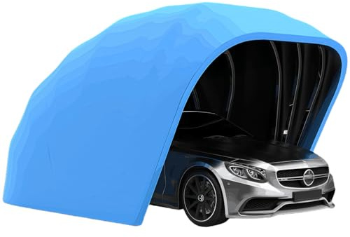 PRMTYUP Portable Stainless Steel Garage, Folding Car Canopy, Retractable Semi-Automatic Car Tent, Heavy Duty Carport for Car, Boat, with All-Season Tarp,Blue,5.5 * 2.5 * 2.3m