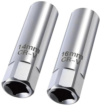 Ruvan 2 Stück Magnetring Zündkerzenschlüssel 14mm Und Zündkerzenschlüssel 16mm, Zündkerzen Nuss, Zünkerzenschlüsse, Für Autos PKW LKW Motorräder, 2 Größen