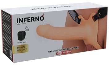 Hidden Desire Inferno Hollow Vibrating Penis Strapon 18 cm – Realistische Penisverlängerung mit 10 Vibrationsmodi, verstellbares Harness, Silikon Strap-On für Paare & intensive Stimulation