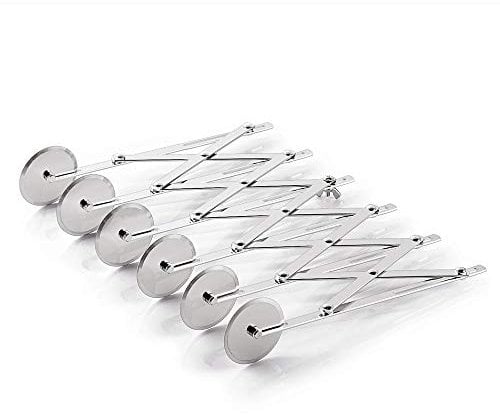 WAS Germany Teigschneider - Hochwertiger Pizzaschneider mit 6 Schneidrädern aus Edelstahl, rostfrei, flexibel bis 12cm einstellbar - 1507 006