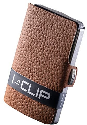 I-CLIP Original Mini Wallet avec Pince à Billets - Portefeuille Fin - Porte-Monnaie en Cuir - Portefeuille Premium - Porte-Cartes - Pur Brun Noisette