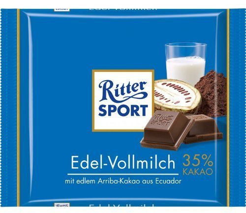 Ritter Sport Edel-Vollmilch / milk chocolate (3 Bars each 100g) - fresh from Germany by Ritter Sport